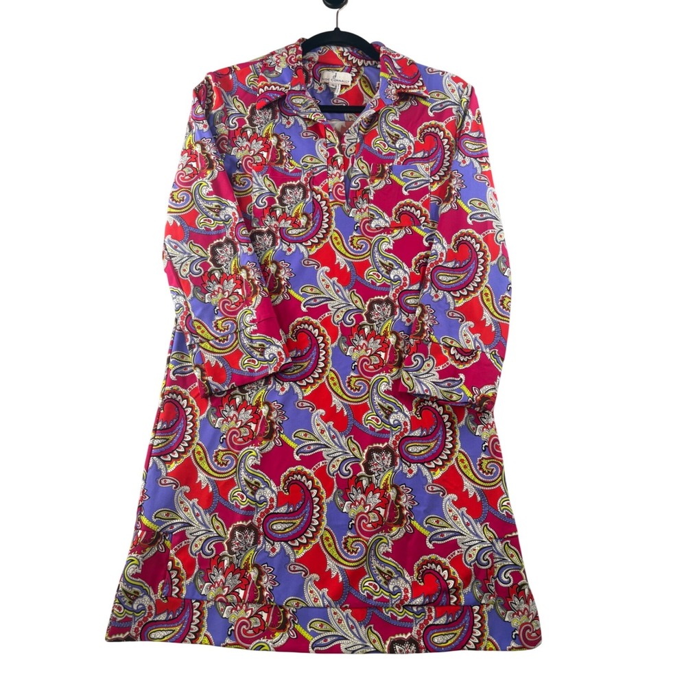 Jude Connally Paisley Print Jude Cloth Shift Dress Pink Purple Size S 5428